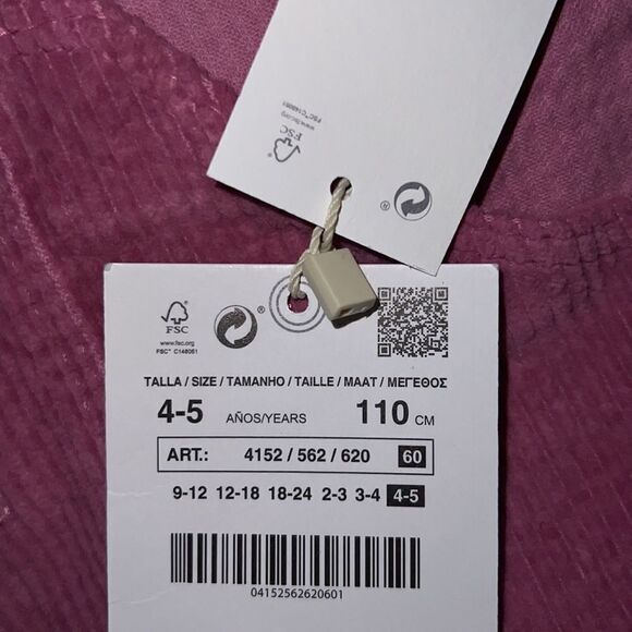 ZARA Kids | Pink | CORDUROY POCKET OVERALL DRESS - Picture 4 of 5